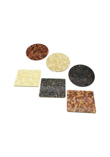 Renkli Desenli Ahşap Nihale Mix Yuvarlak--kare 19.5cm Beyaz