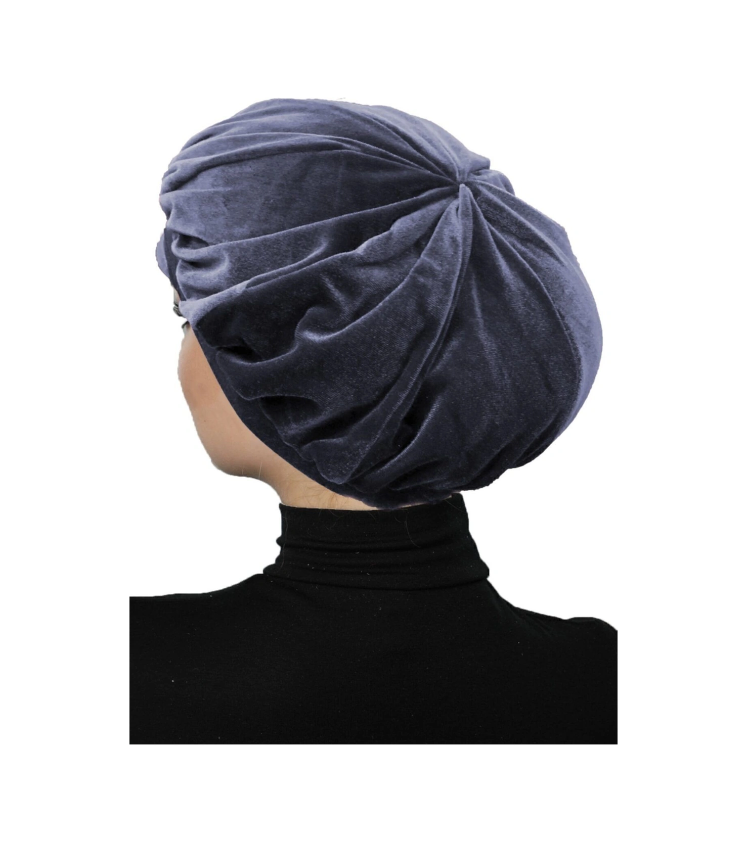 Kadife Şapka Toka Detaylı Füme Hazır Türban Tesettür Bone Füme