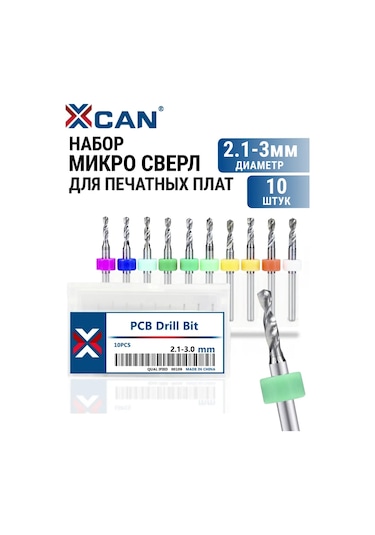 Xcan 2,1-3,0 Mm Baskılı Devreler İçin Mikro Matkap Ucu Seti, 10 Adet. 255614300