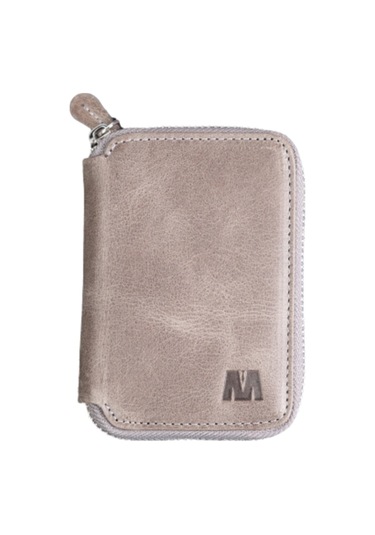 Mft Leather Hakiki Deri Unisex Fermuarlı Cüzdan Lotus 1616 Tiguan Gri