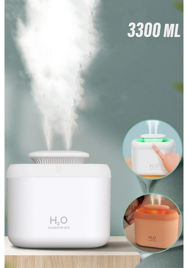 3.3 Litre Hava Nemlendirici Ultrasonik Aroma Buhar Makinesi Çift Sprey Aroma Difüzörü Led Işıklı