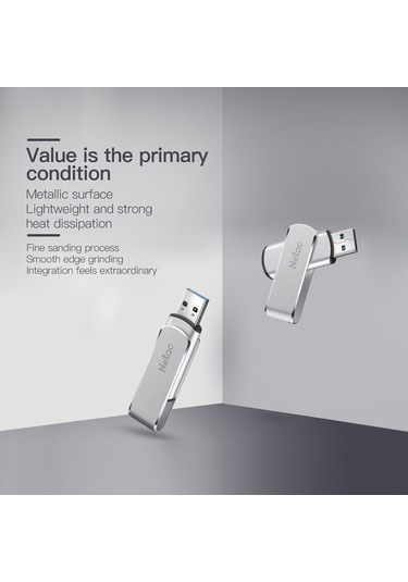 Netac U388 Yüksek Hızlı Usb3.0 Metal Döner Araç Bilgisayarı U Disk, Kapasite: 64gb