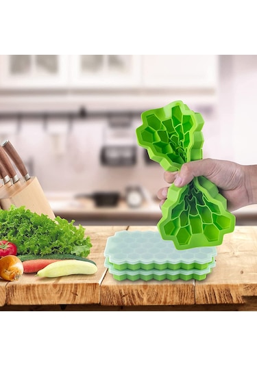 Maiyame Yeşil Silikon Bal Pili Buz Kabiği, Kapaçklı Mutfak Aleti, Her Gün Kullanıma Uygun, Opp/pc Paketli Çok Renkli