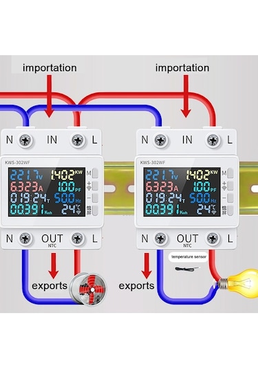 Trendooze Geeksen Tuya Wifi 8'i 1 Arada Güç Ölçer Renkli Ekran 2p Çok Fonksiyonlu Ac Enerji Ölçer İh