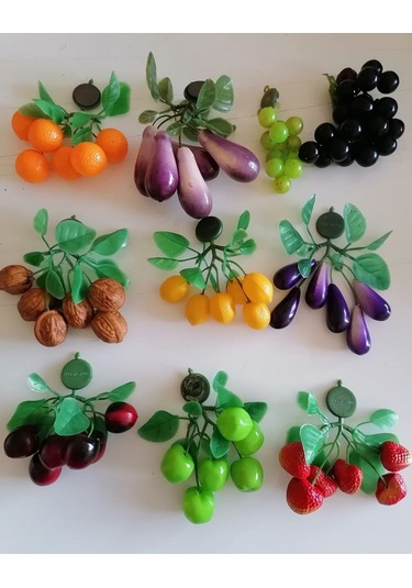 Magnetli Yapay Meyve Dalı 9 Adet Birden