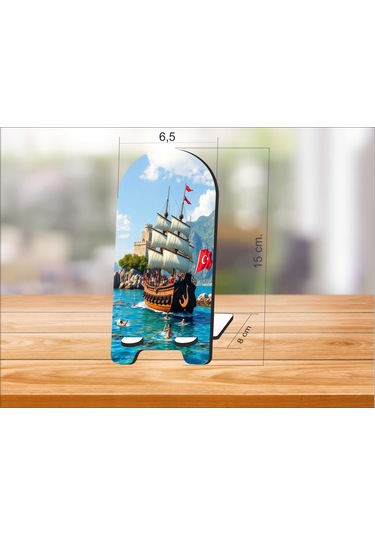 2 Adet Ahşap Türk Donanması Telefon Tutucu Masaüstü Telefon Çok Renkli