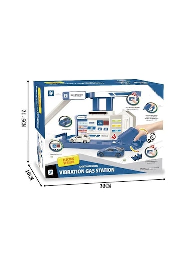 Metal Araç Benzin İstasyonu Mavi