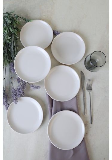 Keramika Beyaz Delta Pasta Tabağı 17 Cm 6 Adet 006 Beyaz