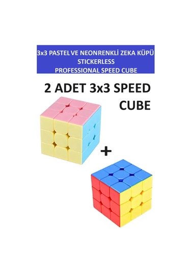 2 Adet 3x3 Zeka Sabır Küpü Neon Ve Pastel Renkli Profesyonel Speed Cube