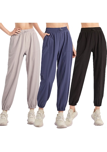 Jeemson Kadın Spor Taytları: Yoga & Koşu İçin Esnek Bel, Cepli, Cepli Cep, Konforlu, Uzun, Düz Renk Gri