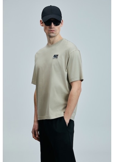Lufian Mask Modern Grafik T- Shirt Bej Bej 111020248100550 Bej