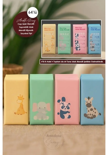 Baysa Alkolsüz Bitki Özlü Mini Islak Cep Mendili - 8'li 80 Paket 80'li Set