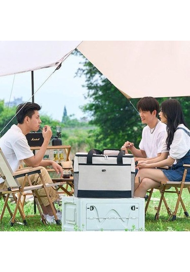 Wtempo Yalıtım Kutusu Isı Yalıtım Çantası Arabaya Monte Buzdolabı Açık Buz Torbası Taşınabilir Büyük Kapasiteli Ev Soğuk Yalıtım Çantası Bej