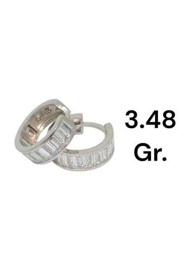 925 Ayar Gümüş Baget Taşlı Halka Küpe Işıltılı Ve Şık Tasarım Gümüş