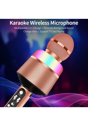 Gajeena Q008 Bluetooth Mikrofon Hoparlör 2'li 1, Ses Değiştirme Ve Arka Plan Sesini Kaldırma, Tf Kart Desteği Kart Yok , Usb Şarjlı, Renkli Led Işıklı