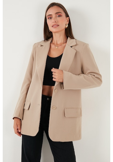 Lela Relaxed Fit Mono Yaka Cepli Blazer Bayan Ceket 611Bc00132 Vizon