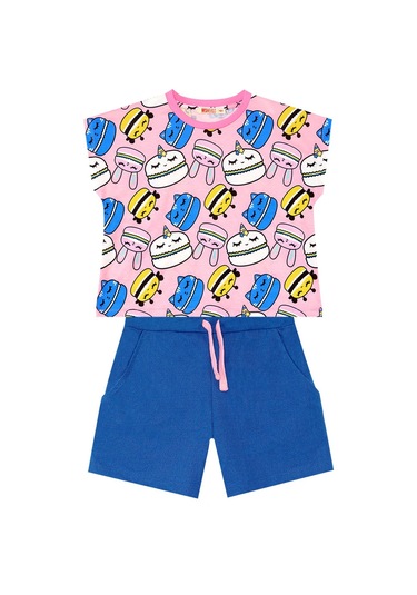 Denokids Mshb&g Tatlı Kurabiyeler Kız Çocuk T-shirt Şort Takım Çok Renkli