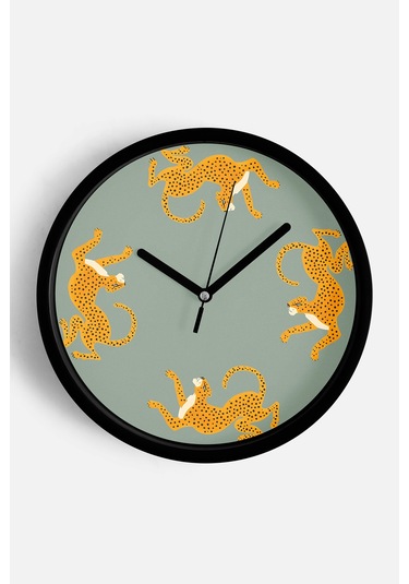 Kaplan Temalı Modern Duvar Saati - 30cm - Önü Camlı Siyah Kasa - Sessiz Mekanizma-jh0021 Siyah