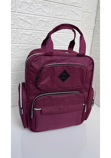 Hafif Kullanışlı Termal Biberon Bölmeli Bebek Arabasına Asma Aparatlı Anne Bebek Bebek Bakım Çantası Bordo