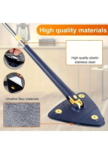 Xuweiwei Mavi 360 Derece Dönebilen Uzun Saplı Temizlik Paspası Islak Ve Kuru Çift Kullanımlı Zemin Duvar Cam Temizliği