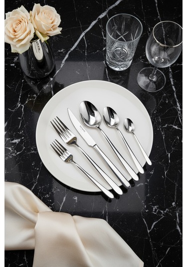 Bernardo Glare 36 Parça 6 Kişilik Çatal Kaşık Bıçak Takımı GÜmüş