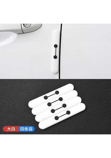 Konesam Şirin Karikatür Desenli 4 Parça Araç Kapısı Çarpma Koruyucu Çizik Önleyici Dekorasyon - Büyük Beyaz