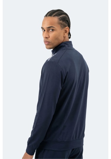 Slazenger Revolver Erkek Fermuarlı Dik Yaka Cepli Lacivert Sweatshırt