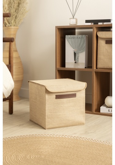 Tidy Jüt Kapaklı Düzenleyici Kutu 30x30cm 6011 Natural