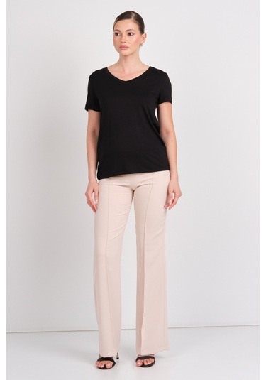 Moda İlgi Kadın Yüksek Bel İspanyol Paça Pantolon 4042 Taş Taş