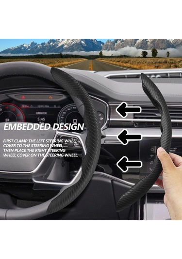 Reedark Karbondioksitli Sürgü Körüğü Kılıfı, Kaymazsız Bölümlü Tasarım, Evrensel Uyumlu, 2 Adet, Araç İç Donanımı Erişkinleri İçin Siyah