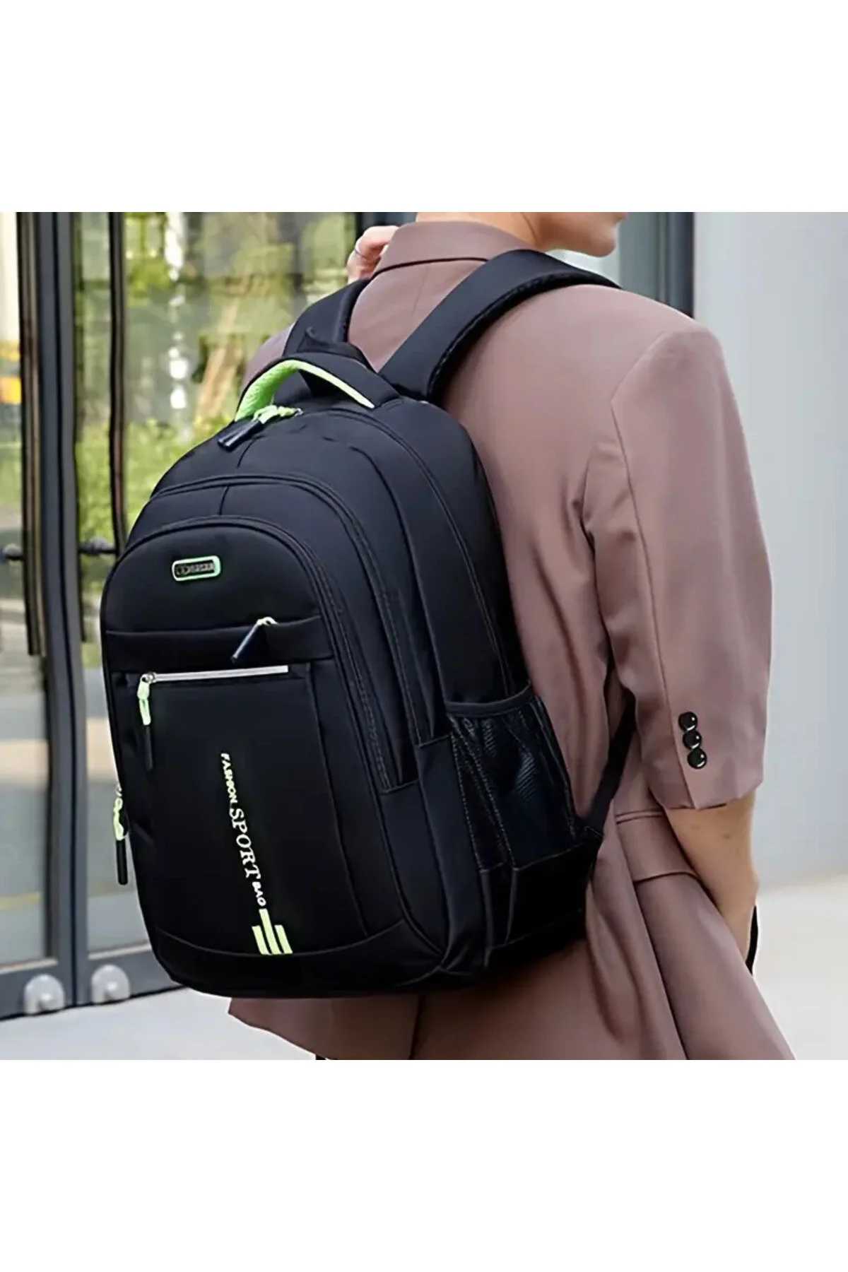 Erkek Okul Ve Laptop Sırt Çantası Su Geçirmez, Çok Gözlü, Büyük Kapasiteli Siyah