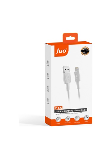 Juo JCBS111-W 12w 2.4a Usb-a To Lightning iPhone Apple Uyumlu iPad  Silikon Hızlı Şarj Ve Data Kablosu Beyaz 1 Metre