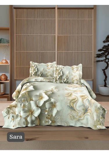 Örtüm Çift Kişilik Kapitone Yatak Örtüsü Sarı