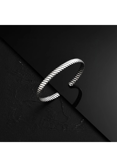 925 Ayar Gümüş Ribera Unisex Kelepçe Bileklik Gümüş