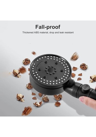 Siyah Duş Başlığı 8 Püskürtme Modu Silikon Nozullu Yüksek Basınçlı El Duş Başlığı Banyo Siyah