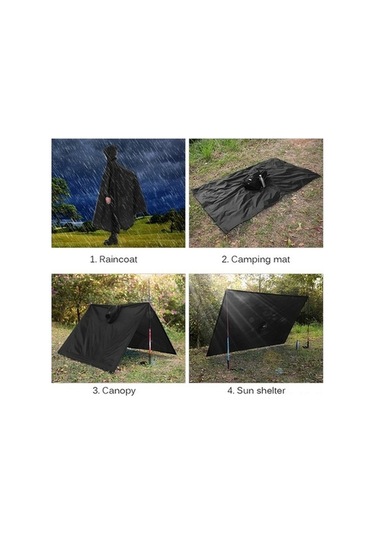 Bloomnest Yürüyüş Yağmurluk Piknik Matı Kapüşonlu Kamp İçin Hafif Güneş Geçirmez Bisiklet Battaniye Barınağı Arada Açık 3'ü 1 Je Siyah Siyah