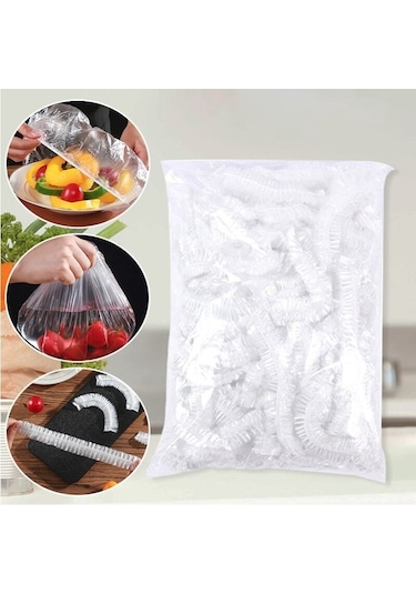 100 Adet Lastikli Tazeliği Koruyan Tencere Ve Tabak Bonesi Esnek Strech Kapak Şeffaf