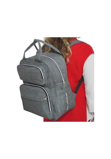Bebek Bakım Çantası Organizatör Fonksiyonel Anne Bebek Bakım Sırt Çantası Gri-grey Gri