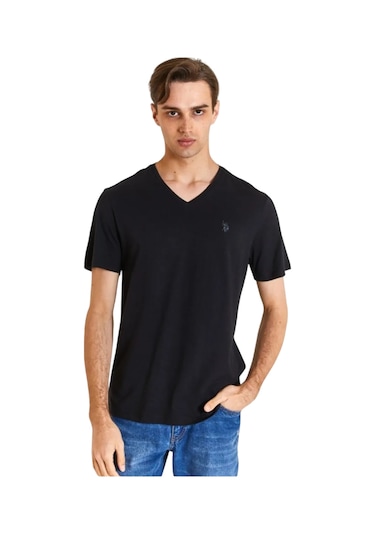 U.S. Polo Assn. Erkek V Yaka T-shirt SIYAH