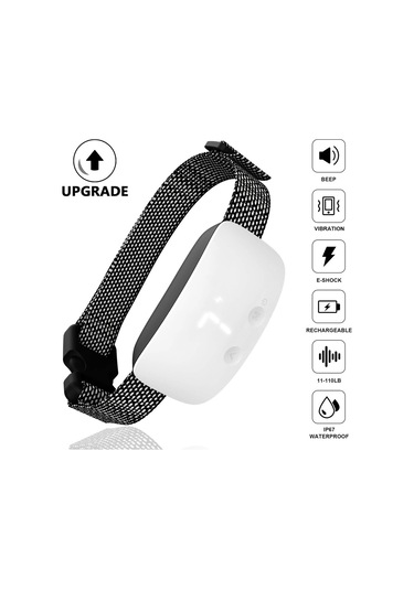 Köpek Havlama Tasması Şarj Edilebilir Havlama Önleyici Eğitim Tasması Eğitmeni Tüm Köpek Irkları İçi-beyaz