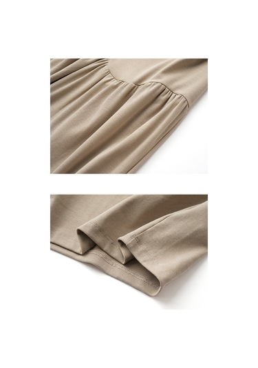 Örme Kısa Kollu Yuvarlak Yaka Düzensiz Dikiş Midi Etek Siyah