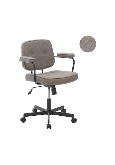 Button Çalışma Sandalyesi Kumaş - Koyu Vizon 62x77-87x60 Cm Bej