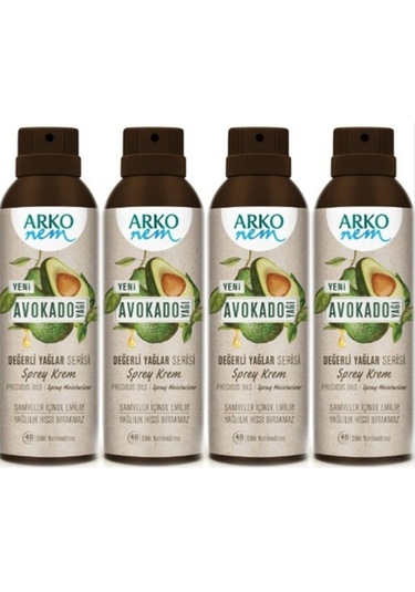 Arko Nem Değerli Yağlar Avokado Sprey Krem 4 x 150 ML