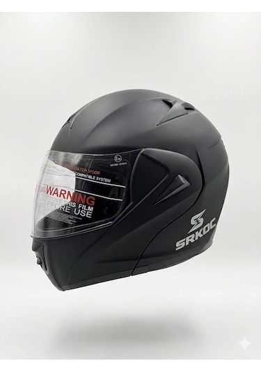 Mat Siyah Motor Kaskı Md 808