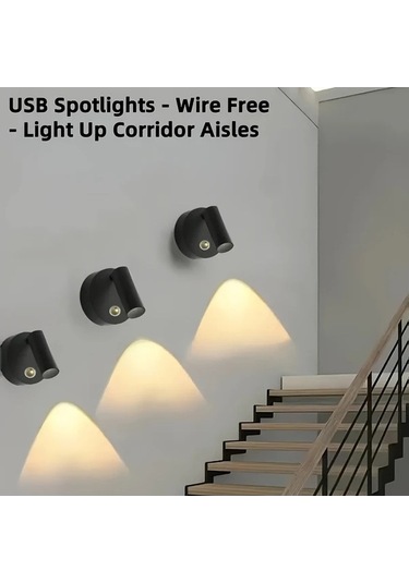 Fastbuy Siyah Usb Şarjlı Dokunmatik Kontrollü Ayarlanabilir 360 Dönen Manyetik Led Gece Lambası Siyah