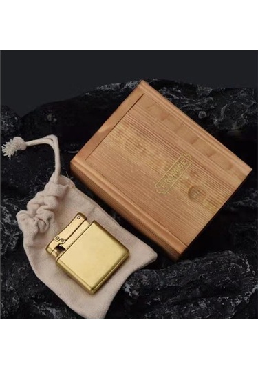 Promise Tek Alevli Fırçalı Gold Metal Benzinli Çakmak