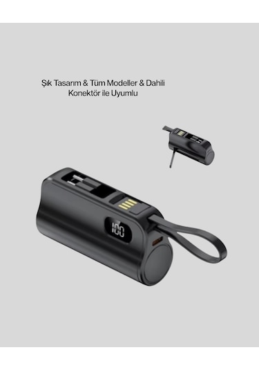 Dahili Konektörlü 20w Hızlı Şarj Mini Taşınabilir Powerbank