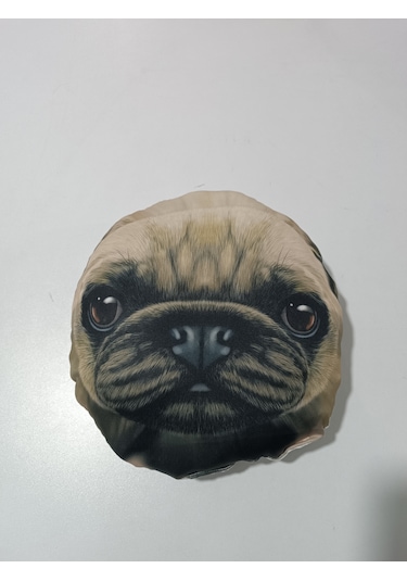 Pug Emoji Yastık Kahve - Siyah