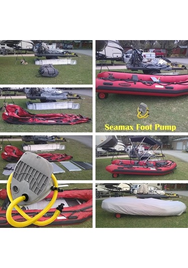 Honeybeeshop Q274.32 Cm Yüksek Basınçlı 7l 9l Ayak Pompası Şişme Tekneler İçin 3.6 Psı Dayanıklı Pvc Gri