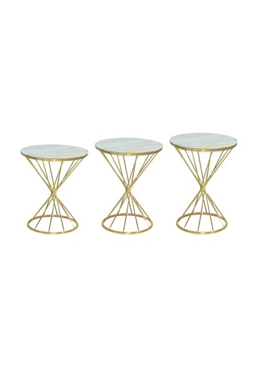 Brc Rivoli Zigon Model Beyaz Mermer Temper Cam Metal Çelik Gold R